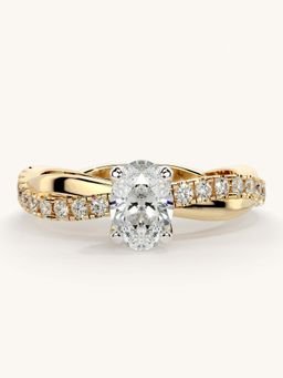 Valanova - Gold Sterling Silver and Certified Lab Grown Diamond 0.78Cts Ring