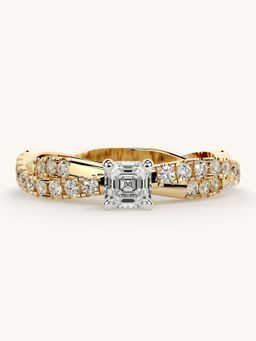 Valanova - Gold Sterling Silver and Certified Lab Grown Diamond 0.66Cts Ring