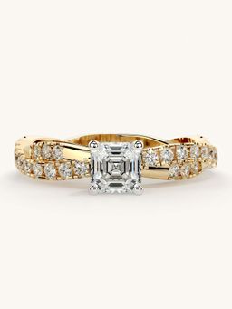 Valanova - Gold Sterling Silver and Certified Lab Grown Diamond 0.91Cts Ring