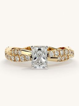 Valanova - Gold Sterling Silver and Certified Lab Grown Diamond 0.91Cts Ring