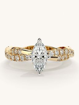 Valanova - Gold Sterling Silver and Certified Lab Grown Diamond 0.91Cts Ring