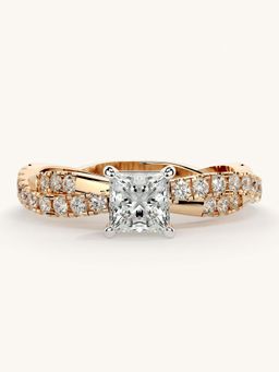 Valanova - Rose Gold Sterling Silver and Certified Lab Grown Diamond 0.91Cts Ring
