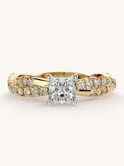 Valanova - Gold Sterling Silver and Certified Lab Grown Diamond 0.91Cts Ring