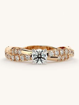 Valanova - Rose Gold Sterling Silver and Certified Lab Grown Diamond 0.66Cts Ring