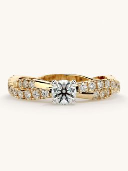 Valanova - Gold Sterling Silver and Certified Lab Grown Diamond 0.66Cts Ring