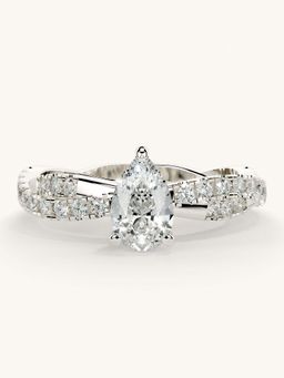 Valanova - White Gold Sterling Silver and Certified Lab Grown Diamond 0.91Cts Ring