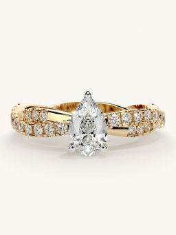 Valanova - Gold Sterling Silver and Certified Lab Grown Diamond 0.91Cts Ring
