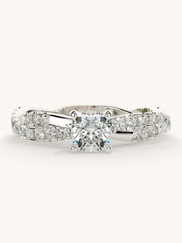 Valanova - White Gold Sterling Silver and Certified Lab Grown Diamond 0.91Cts Ring