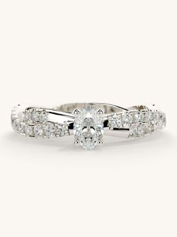 Valanova - White Gold Sterling Silver and Certified Lab Grown Diamond 0.66Cts Ring