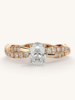 Valanova - Rose Gold Sterling Silver and Certified Lab Grown Diamond 0.91Cts Ring