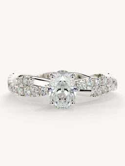 Valanova - White Gold Sterling Silver and Certified Lab Grown Diamond 0.91Cts Ring