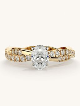 Valanova - Gold Sterling Silver and Certified Lab Grown Diamond 0.91Cts Ring