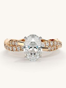 Valanova - Rose Gold Sterling Silver and Certified Lab Grown Diamond 1.41Cts Ring