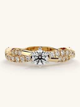 Valanova - Gold Sterling Silver and Certified Lab Grown Diamond 0.66Cts Ring