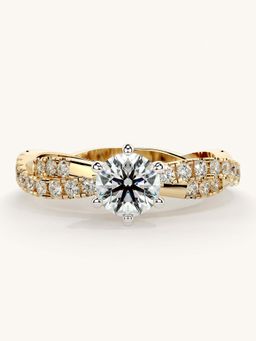 Valanova - Gold Sterling Silver and Certified Lab Grown Diamond 0.91Cts Ring