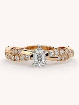 Valanova - Rose Gold Sterling Silver and Certified Lab Grown Diamond 0.66Cts Ring