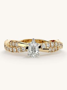 Valanova - Gold Sterling Silver and Certified Lab Grown Diamond 0.66Cts Ring