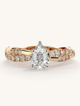 Valanova - Rose Gold Sterling Silver and Certified Lab Grown Diamond 0.91Cts Ring