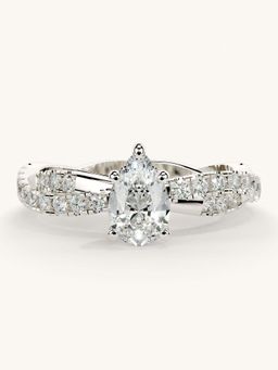 Valanova - White Gold Sterling Silver and Certified Lab Grown Diamond 0.91Cts Ring