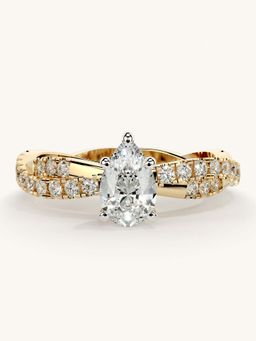 Valanova - Gold Sterling Silver and Certified Lab Grown Diamond 0.91Cts Ring