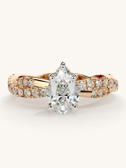 Valanova - Rose Gold Sterling Silver and Certified Lab Grown Diamond 1.16Cts Ring