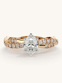 Valanova - Rose Gold Sterling Silver and Certified Lab Grown Diamond 0.91Cts Ring