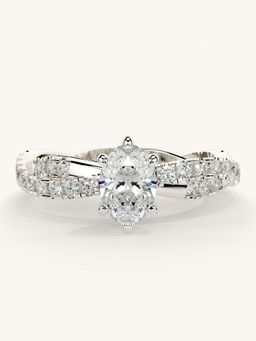 Valanova - White Gold Sterling Silver and Certified Lab Grown Diamond 0.91Cts Ring