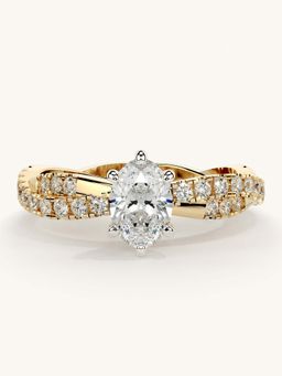 Valanova - Gold Sterling Silver and Certified Lab Grown Diamond 0.91Cts Ring