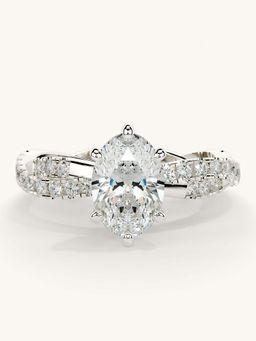 Valanova - White Gold Sterling Silver and Certified Lab Grown Diamond 1.41Cts Ring