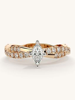 Valanova - Rose Gold Sterling Silver and Certified Lab Grown Diamond 0.66Cts Ring