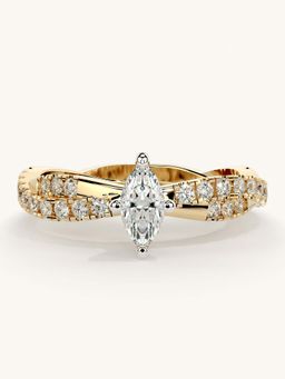 Valanova - Gold Sterling Silver and Certified Lab Grown Diamond 0.66Cts Ring