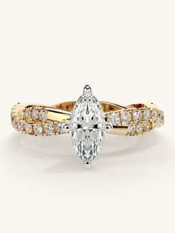 Valanova - Gold Sterling Silver and Certified Lab Grown Diamond 0.91Cts Ring