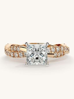 Valanova - Rose Gold Sterling Silver and Certified Lab Grown Diamond 1.41Cts Ring
