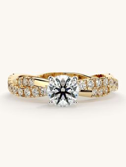 Valanova - Gold Sterling Silver and Certified Lab Grown Diamond 0.91Cts Ring