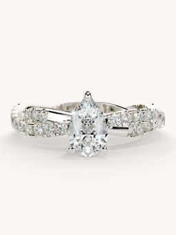 Valanova - White Gold Sterling Silver and Certified Lab Grown Diamond 0.91Cts Ring