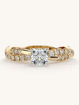 Valanova - Gold Sterling Silver and Certified Lab Grown Diamond 0.91Cts Ring