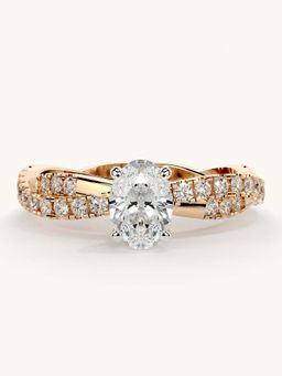 Valanova - Rose Gold Sterling Silver and Certified Lab Grown Diamond 0.91Cts Ring