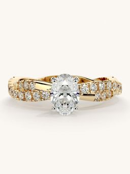 Valanova - Gold Sterling Silver and Certified Lab Grown Diamond 0.91Cts Ring