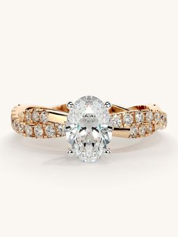 Valanova - Rose Gold Sterling Silver and Certified Lab Grown Diamond 1.16Cts Ring