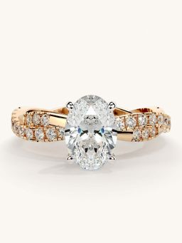 Valanova - Rose Gold Sterling Silver and Certified Lab Grown Diamond 1.41Cts Ring