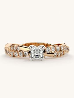 Valanova - Rose Gold Sterling Silver and Certified Lab Grown Diamond 0.66Cts Ring