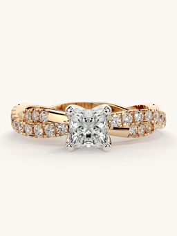 Valanova - Rose Gold Sterling Silver and Certified Lab Grown Diamond 0.91Cts Ring