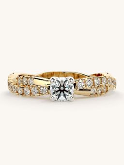 Valanova - Gold Sterling Silver and Certified Lab Grown Diamond 0.66Cts Ring
