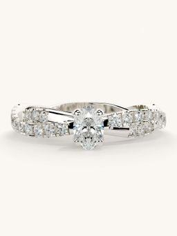 Valanova - White Gold Sterling Silver and Certified Lab Grown Diamond 0.66Cts Ring