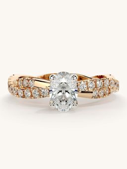 Valanova - Rose Gold Sterling Silver and Certified Lab Grown Diamond 0.91Cts Ring