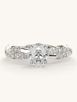 Valanova - White Gold Sterling Silver and Certified Lab Grown Diamond 0.91Cts Ring