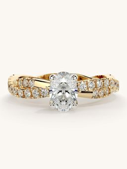 Valanova - Gold Sterling Silver and Certified Lab Grown Diamond 0.91Cts Ring