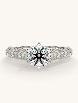 Valanova - White Gold Sterling Silver and Certified Lab Grown Diamond 1.37Cts Ring