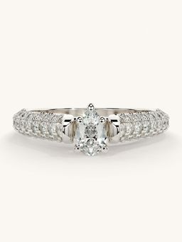 Valanova - White Gold Sterling Silver and Certified Lab Grown Diamond 0.87Cts Ring