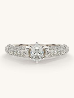 Valanova - White Gold Sterling Silver and Certified Lab Grown Diamond 0.87Cts Ring